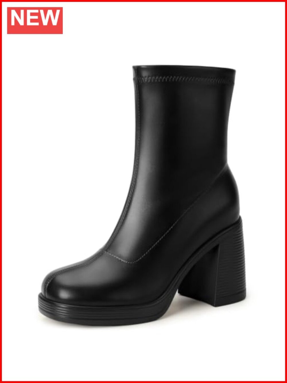 Women's Platform Ankle Boots Chunky Heel Square Toe Booties